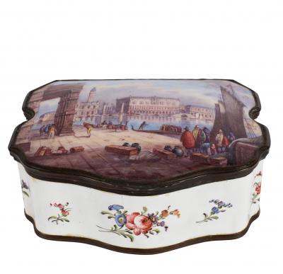 An enamel shaped oblong table
