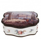 An enamel shaped oblong table