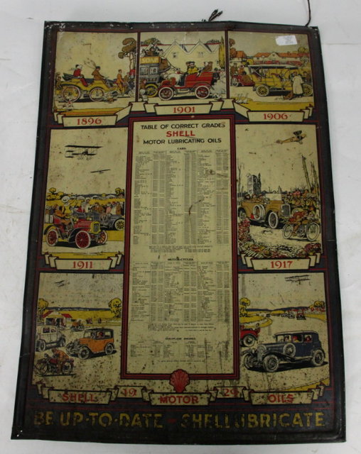An enamel sign Shell Lubricating