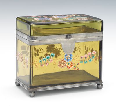 An Enameled Glass Dresser Casket