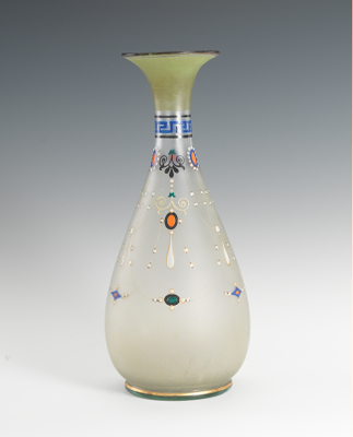 An Enameled Glass Vase Frosted