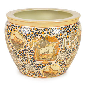 An Enameled Porcelain Jardiniere