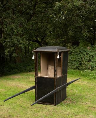 An English black leather chair in