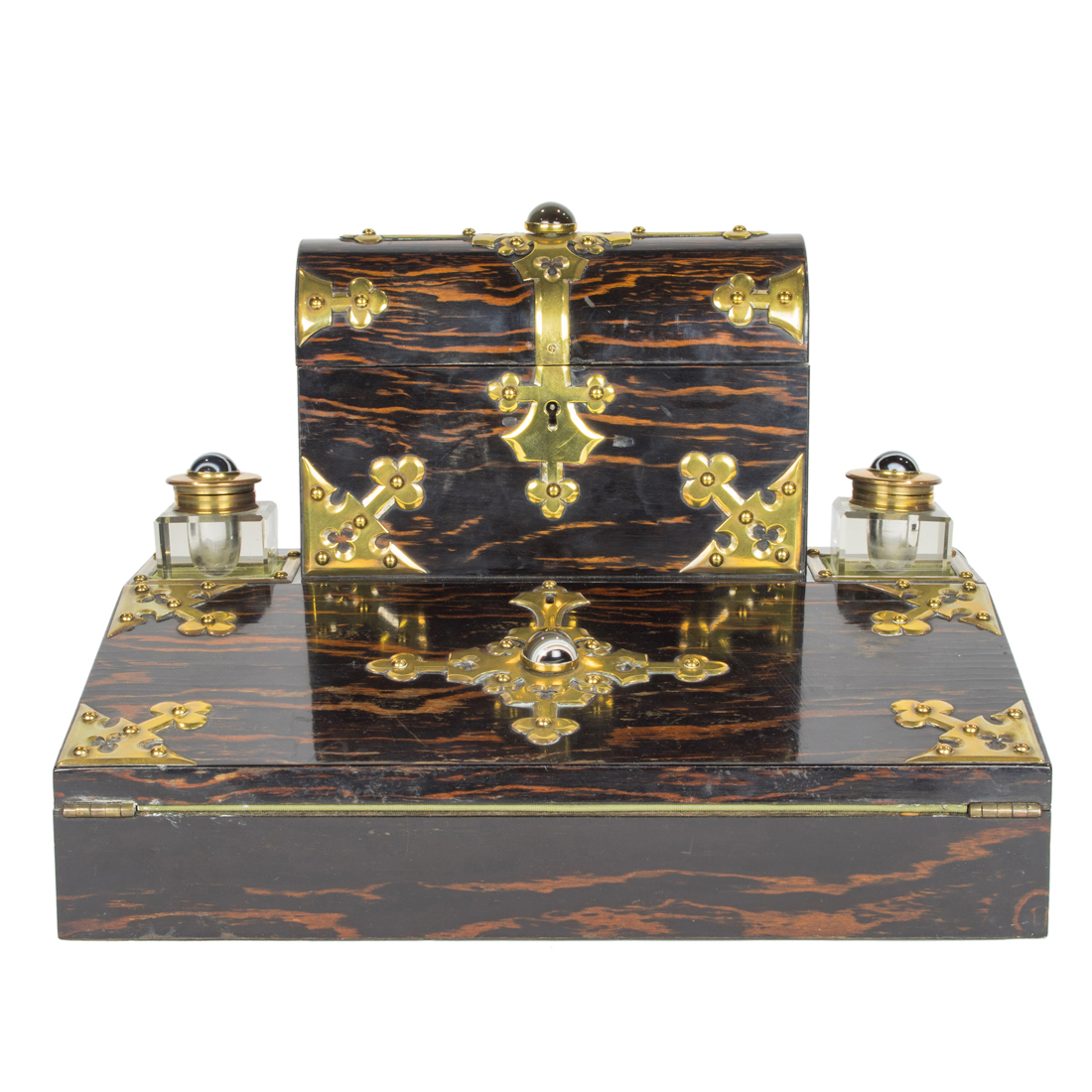 AN ENGLISH BRASS BOUND COROMANDEL