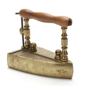AN ENGLISH BRASS LIFT GATE BOX