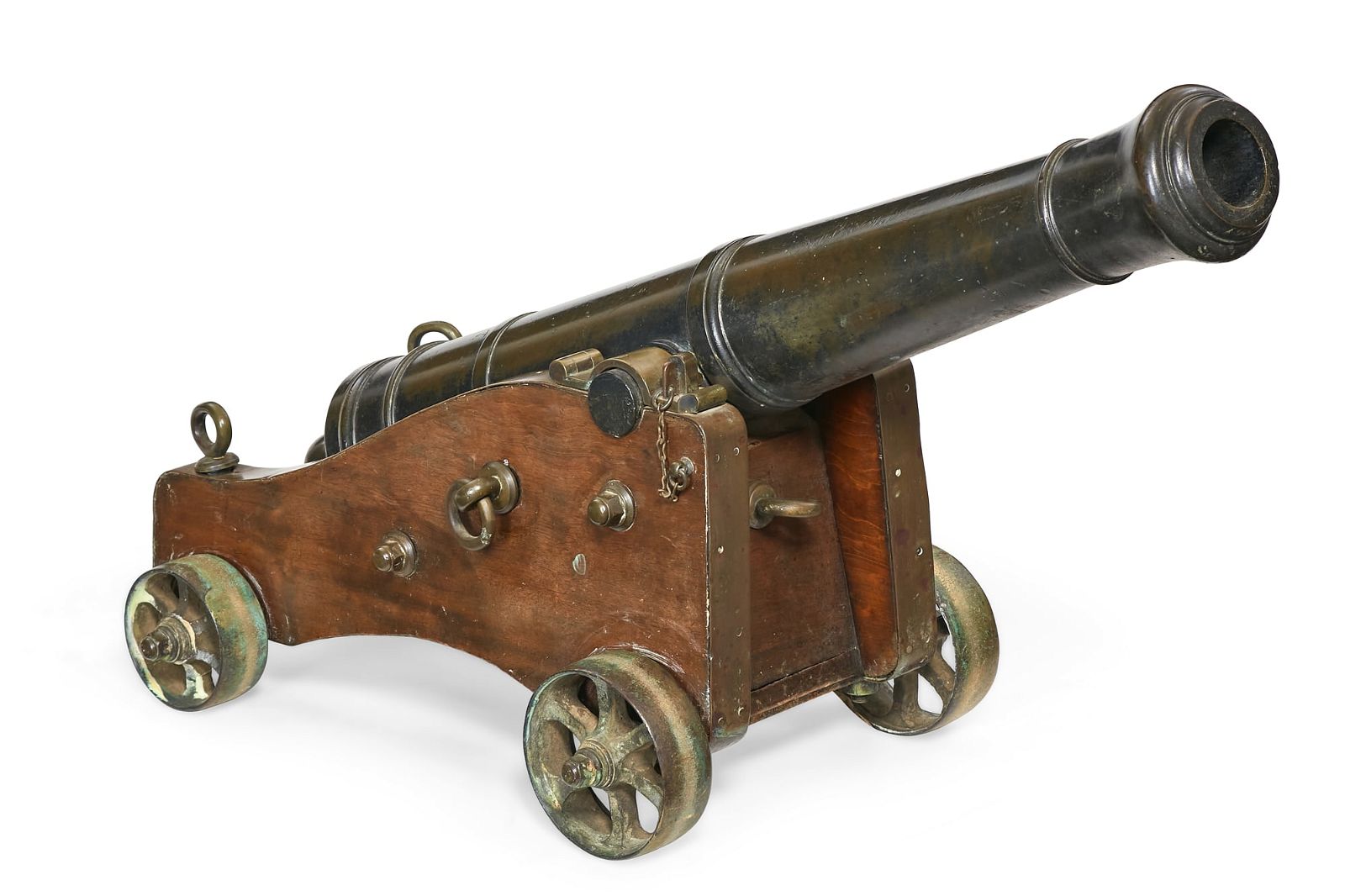 AN ENGLISH BRONZE CANNON ON