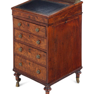 An English Burl Walnut Davenport