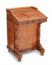AN ENGLISH BURL WOOD PILLARED