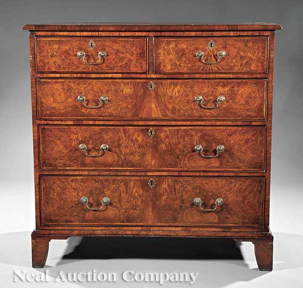 An English Burled Walnut Chest of