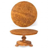AN ENGLISH CARVED BURL ELM CEN
