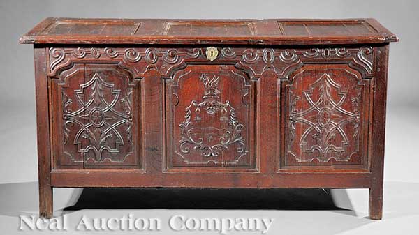 An English Carved Oak Blanket Chest