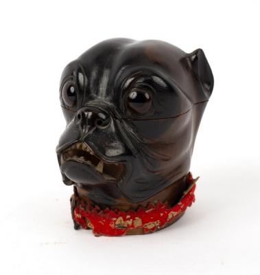 An English carved wood inkwell