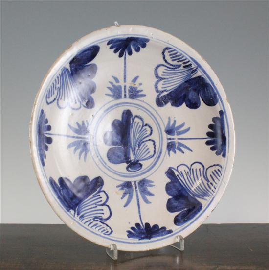 An English delftware 'oakleaf' dish