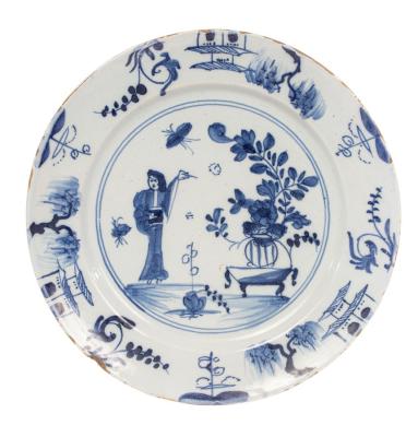 An English Delftware plate, circa