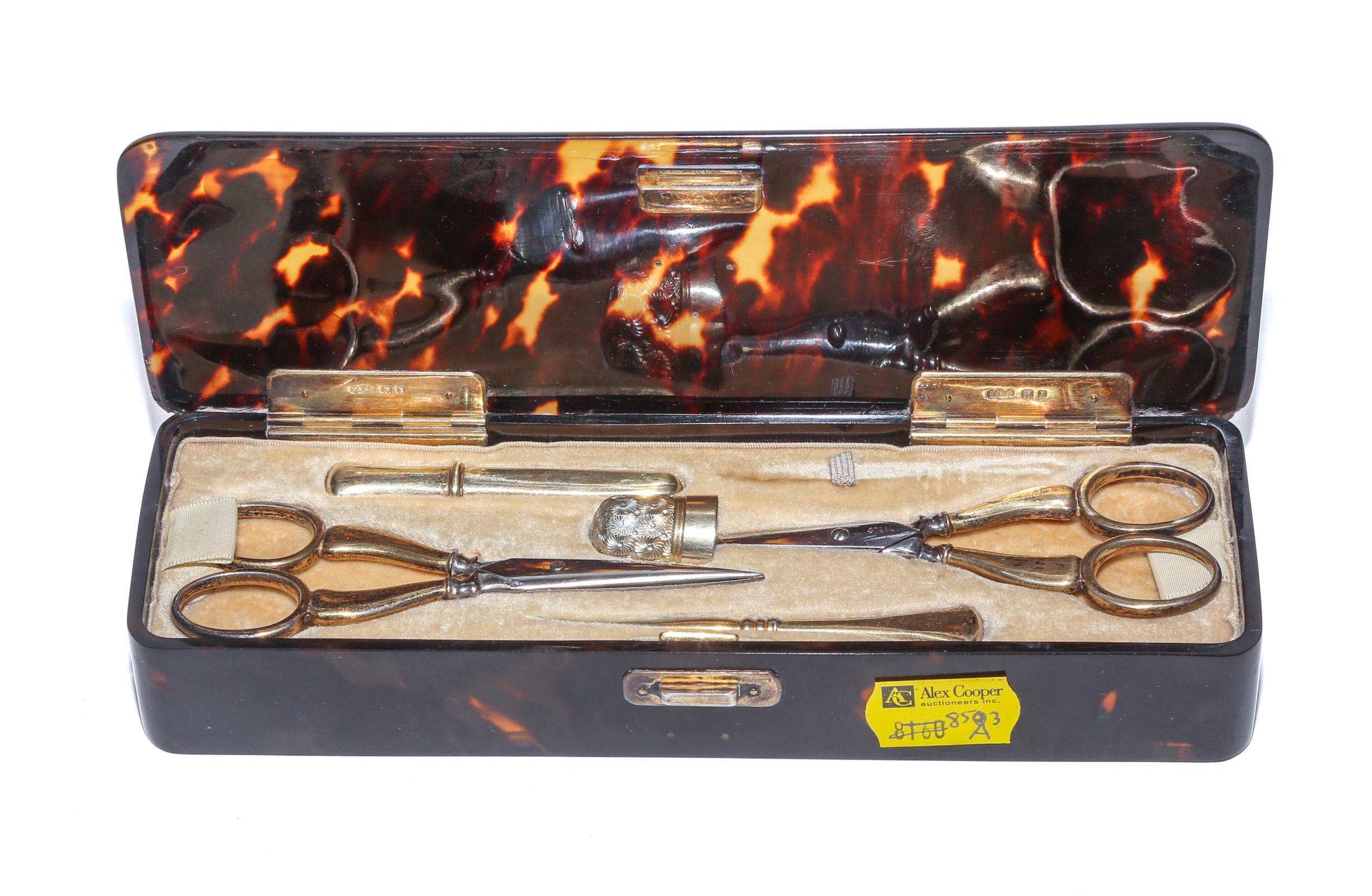 AN ENGLISH FAUX TORTOISESHELL BOXED