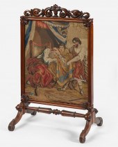 AN ENGLISH FIRE SCREEN WITH FI