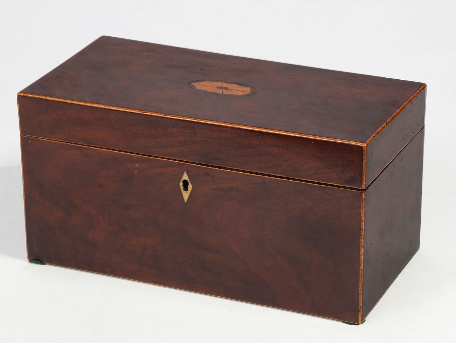 AN ENGLISH INLAID MAHOGANY TEA