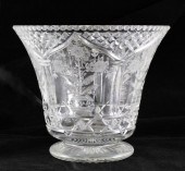 An English large cut glass vas