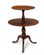 AN ENGLISH MAHOGANY TIERED TEA
