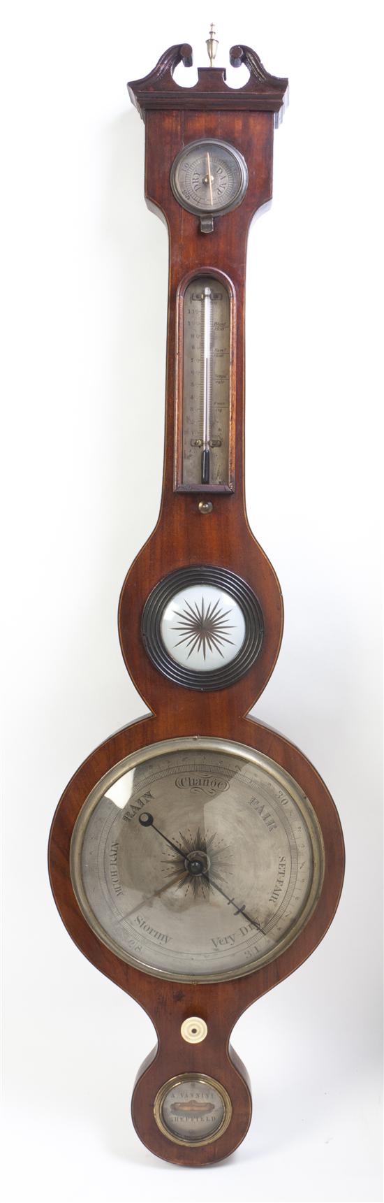 An English Mahogany Wheel Barometer