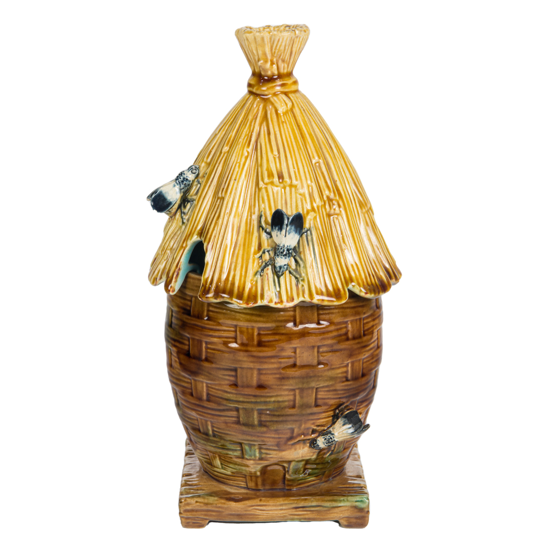 AN ENGLISH MAJOLICA BEE SKEP
