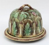 AN ENGLISH MAJOLICA CHEESE DOM