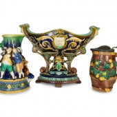 An English Majolica Compote an