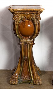 AN ENGLISH MAJOLICA PLANT STAN