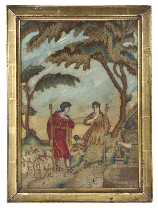 An English Needlework and Oil on