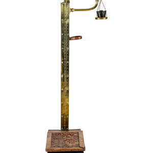 An English Oak and Brass Weighing