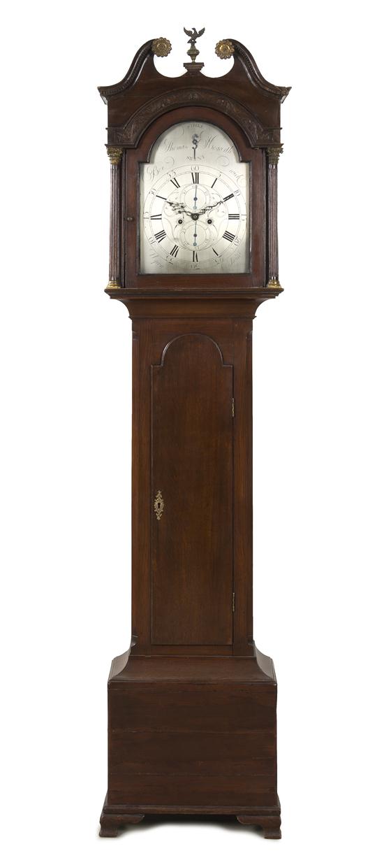 An English Oak Tall Case Clock