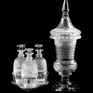 An English or Irish Cut Glass Urn