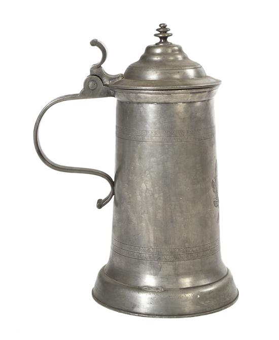 An English Oversized Pewter Tankard