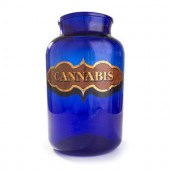 An English Painted Blue Glass