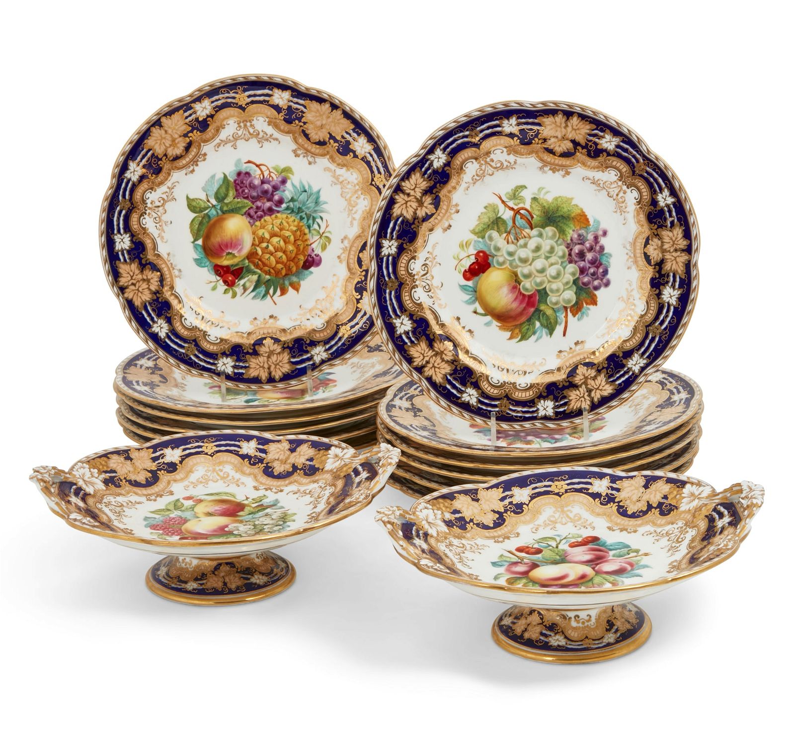 AN ENGLISH PORCELAIN PART DESSERT
