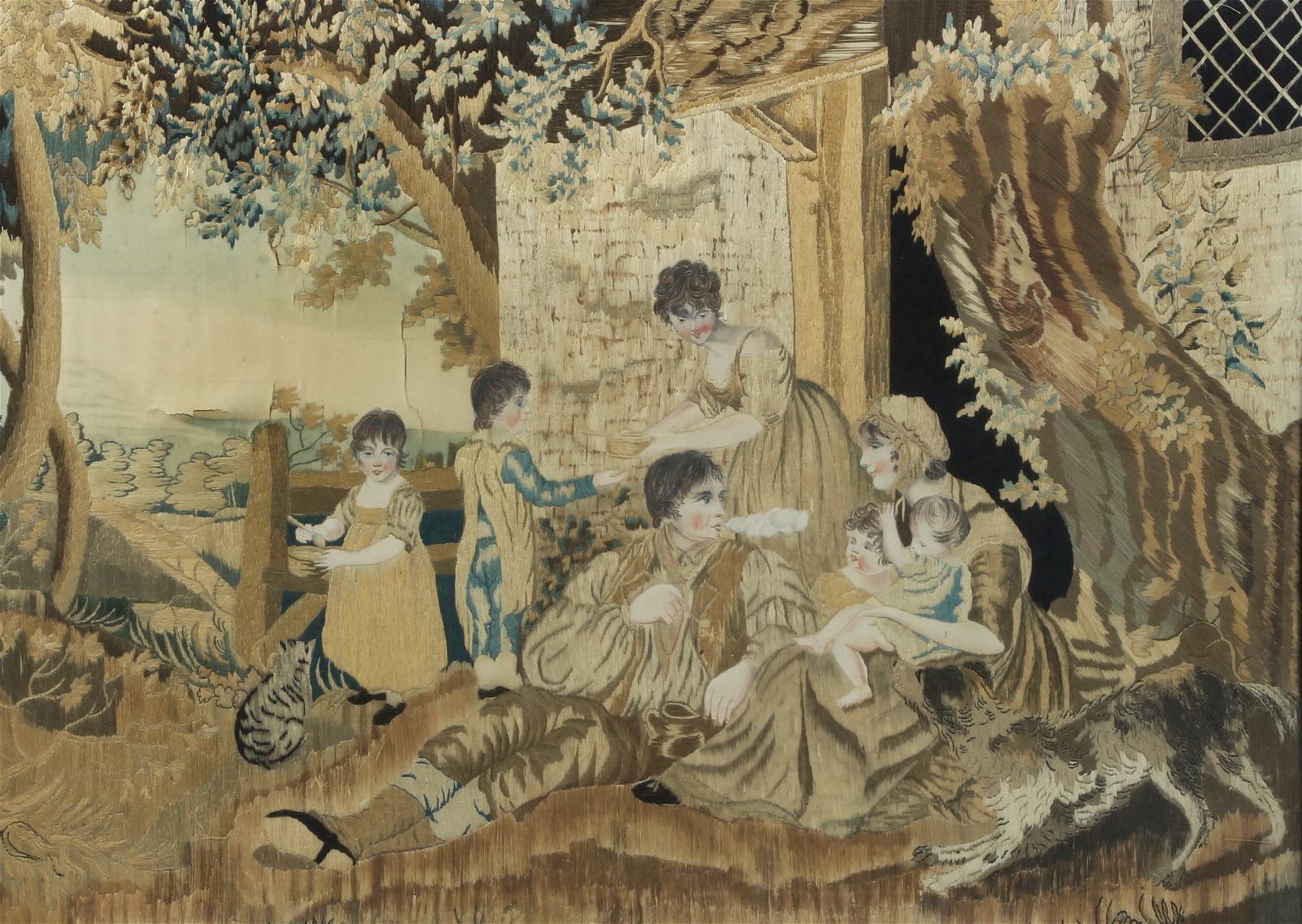 AN ENGLISH SILKWORK DEPICTION OF