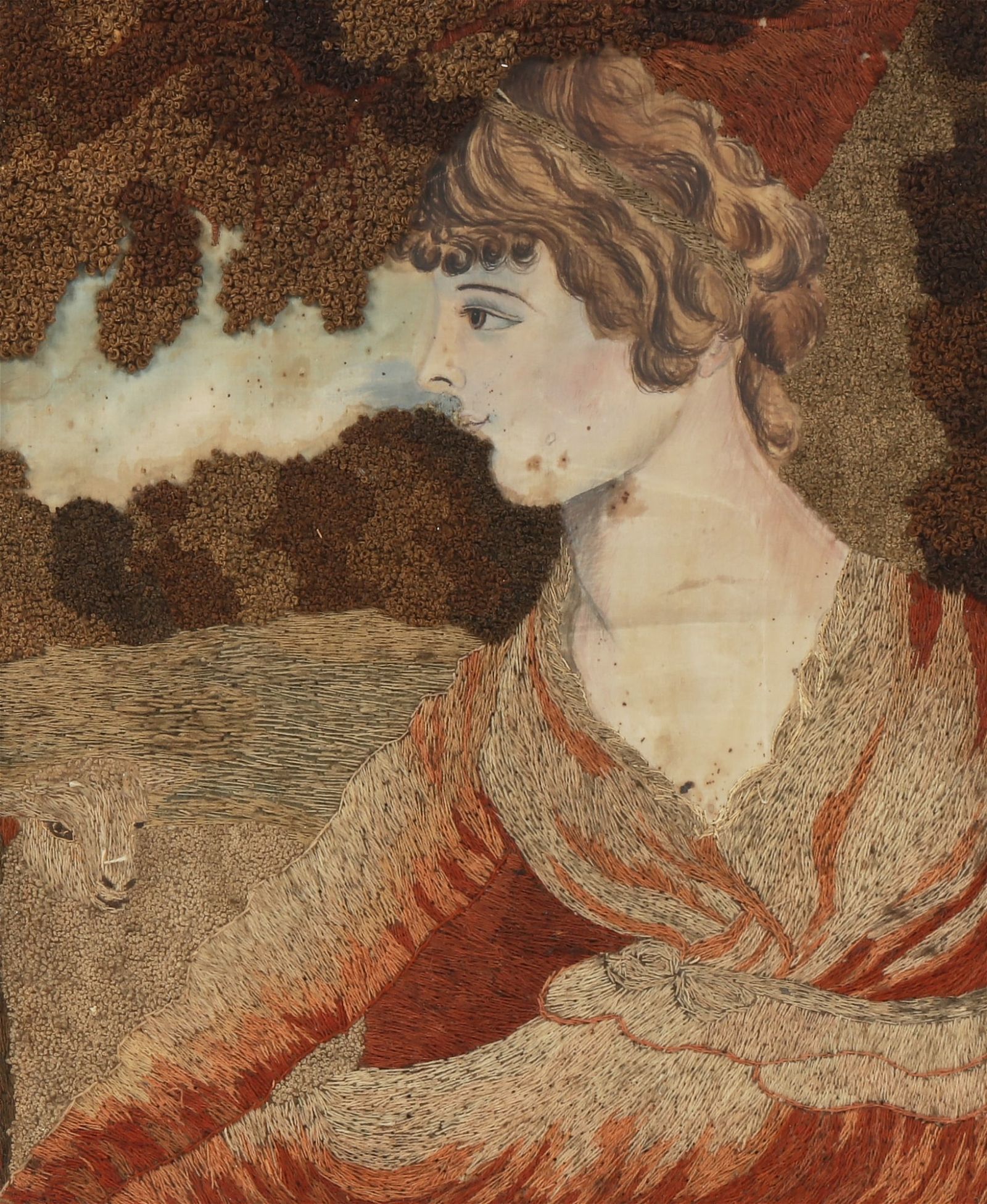 AN ENGLISH SILKWORK PORTRAIT OF