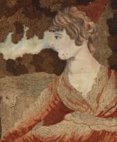 AN ENGLISH SILKWORK PORTRAIT O