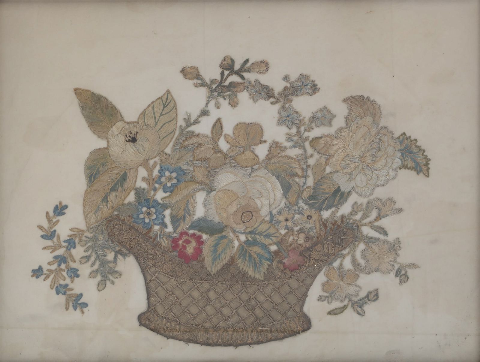 AN ENGLISH SILKWORK STILL LIFE OF