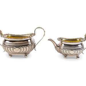 An English Silver Creamer and Sugar