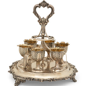 An English Silver Six-Egg Cruet and