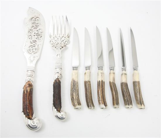 An English Silverplate and Antler