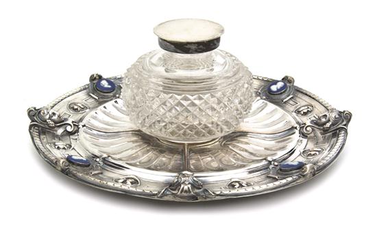 An English Silverplate Inkstand