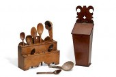AN ENGLISH SPOON RACK, SPOONS