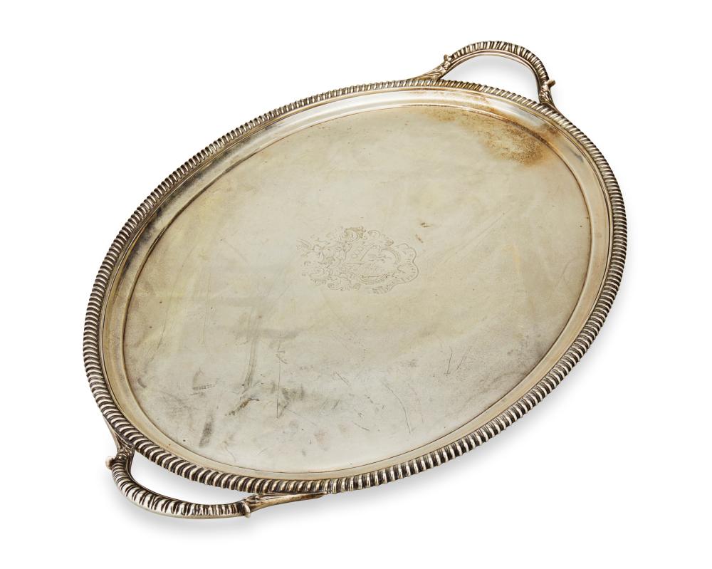 AN ENGLISH STERLING SILVER TRAYAn
