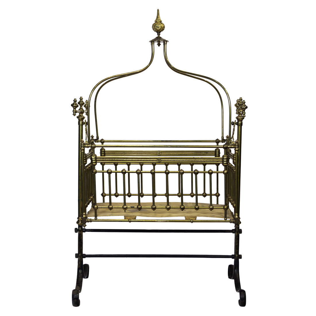 AN ENGLISH VICTORIAN GILT BRASS COT