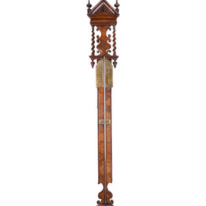 An English Walnut Barometer Henry