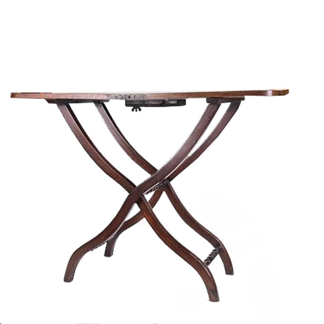 AN ENGLISH WALNUT CAMPAIGN TABLE