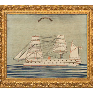 An English Wool Embroidered Ship