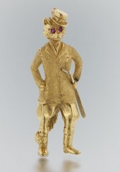 An Equestrian Fox Brooch 14k y